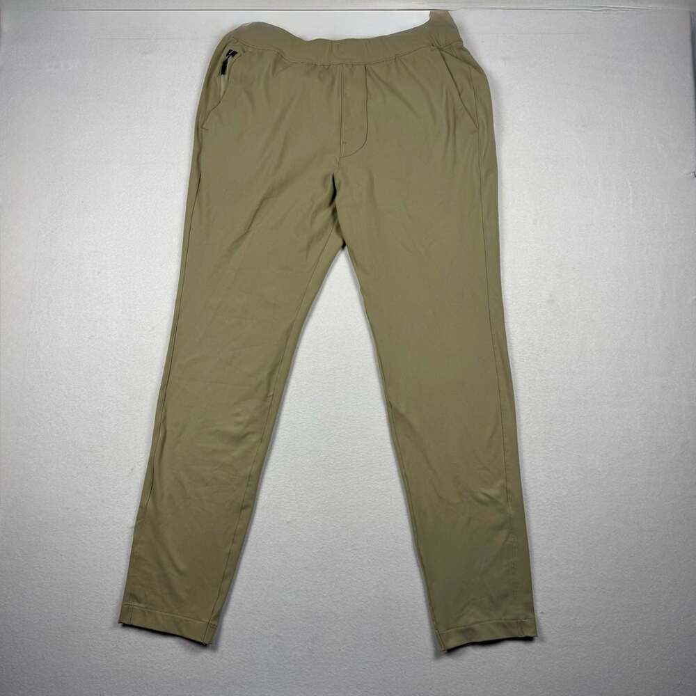 Fourlaps Equip Pants Mens Beige Pull On Athletic Lounge Knit Nylon Stretch